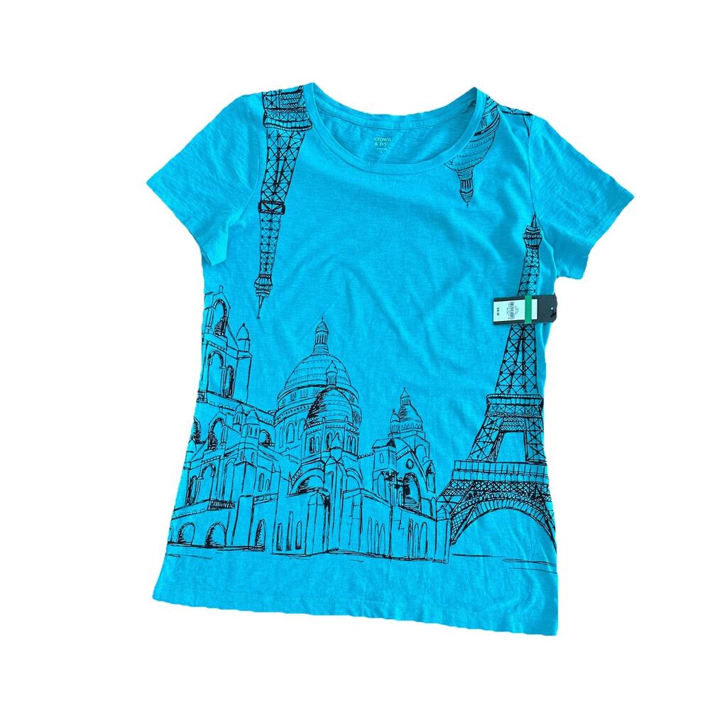 Women’s Paris Teal Tshirt, Crown&Ivy, New With Tag, L